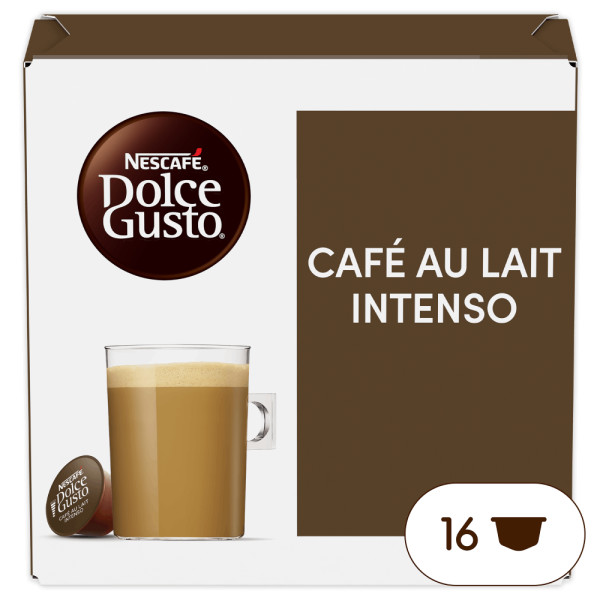 Front view of Café au Lait Intenso (16 pods) box