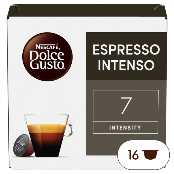 Front view of Espresso Intenso (16 pods) box