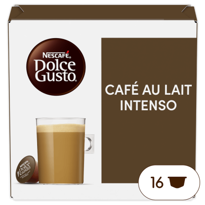 Front view of Café au Lait Intenso (16 pods) box