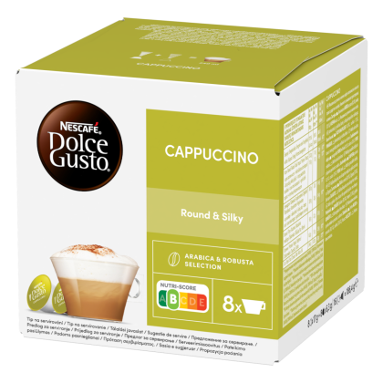 Front view of Cappuccino (16 pods) box