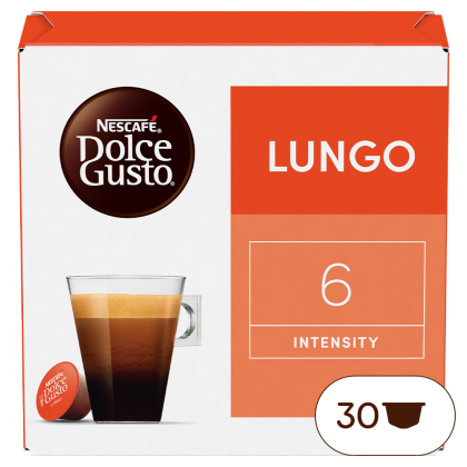 Front view of Lungo (30 pods) box