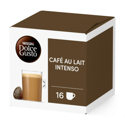 Front view of Caf&eacute; au Lait Intenso (16 pods) box