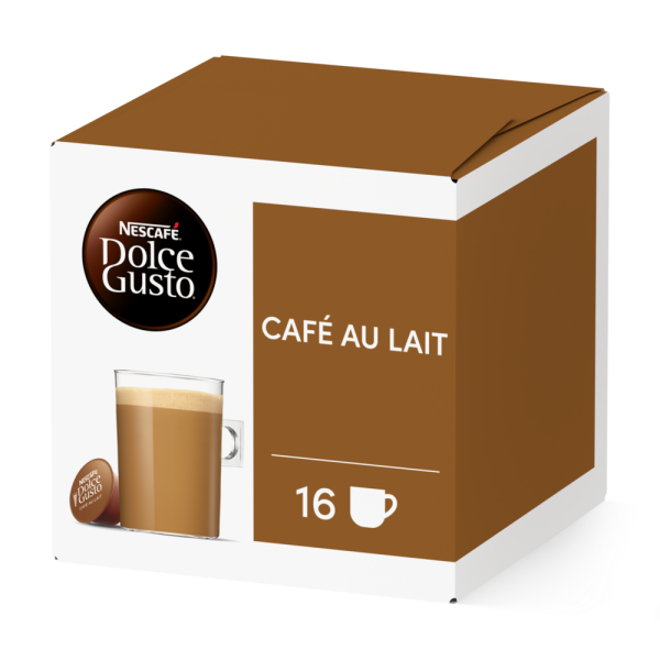 Front view of Café au Lait (16 pods) box