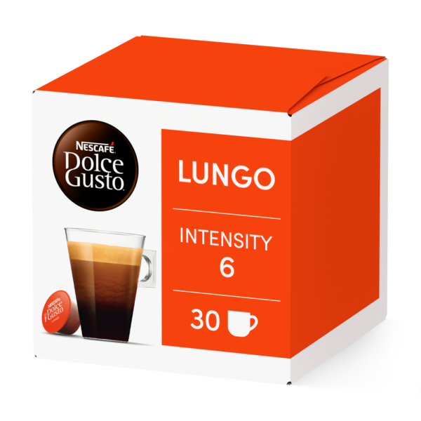 Front view of Lungo (30 pods) box