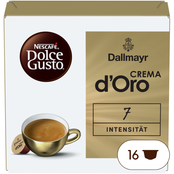 Front view of the Dallmayr Crema d'Oro box